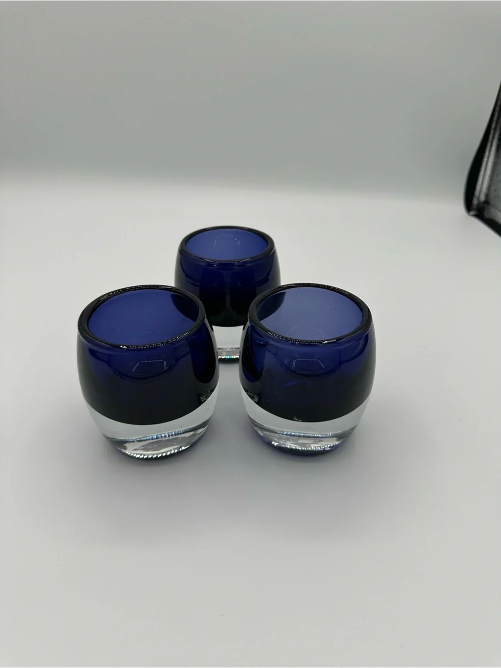 Crate&Barrel Deep Cobalt Blue Glass Votives - Set of 3